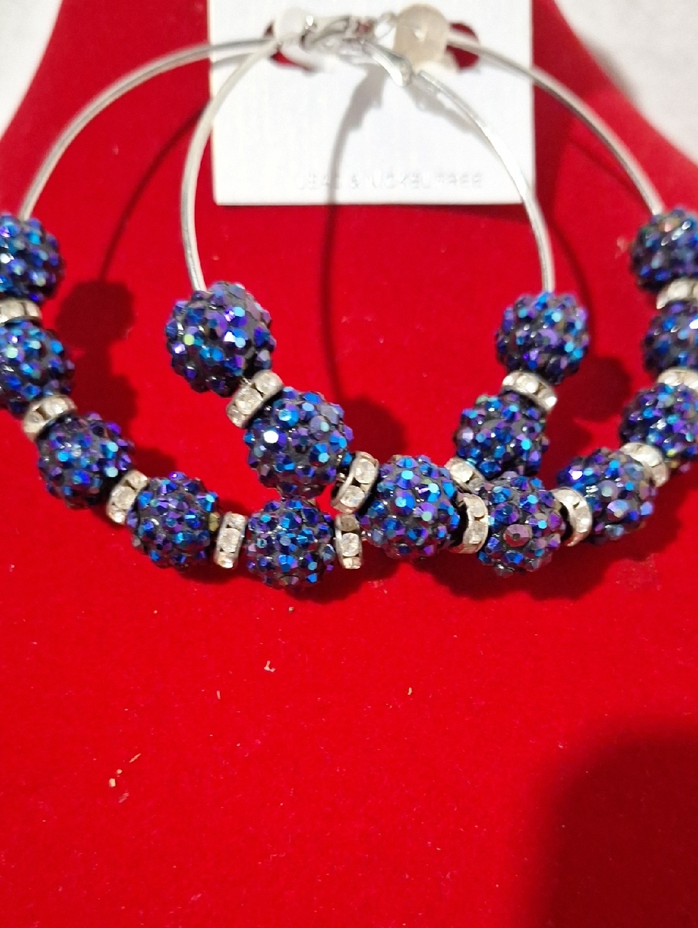 Blue Crystal Pave Hoop Earrings - Women's Jewelry